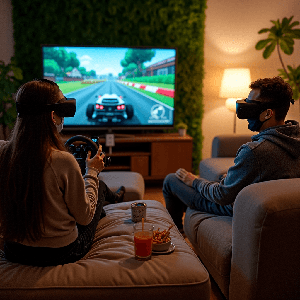 Guests playing console games at a Dojo Play centre